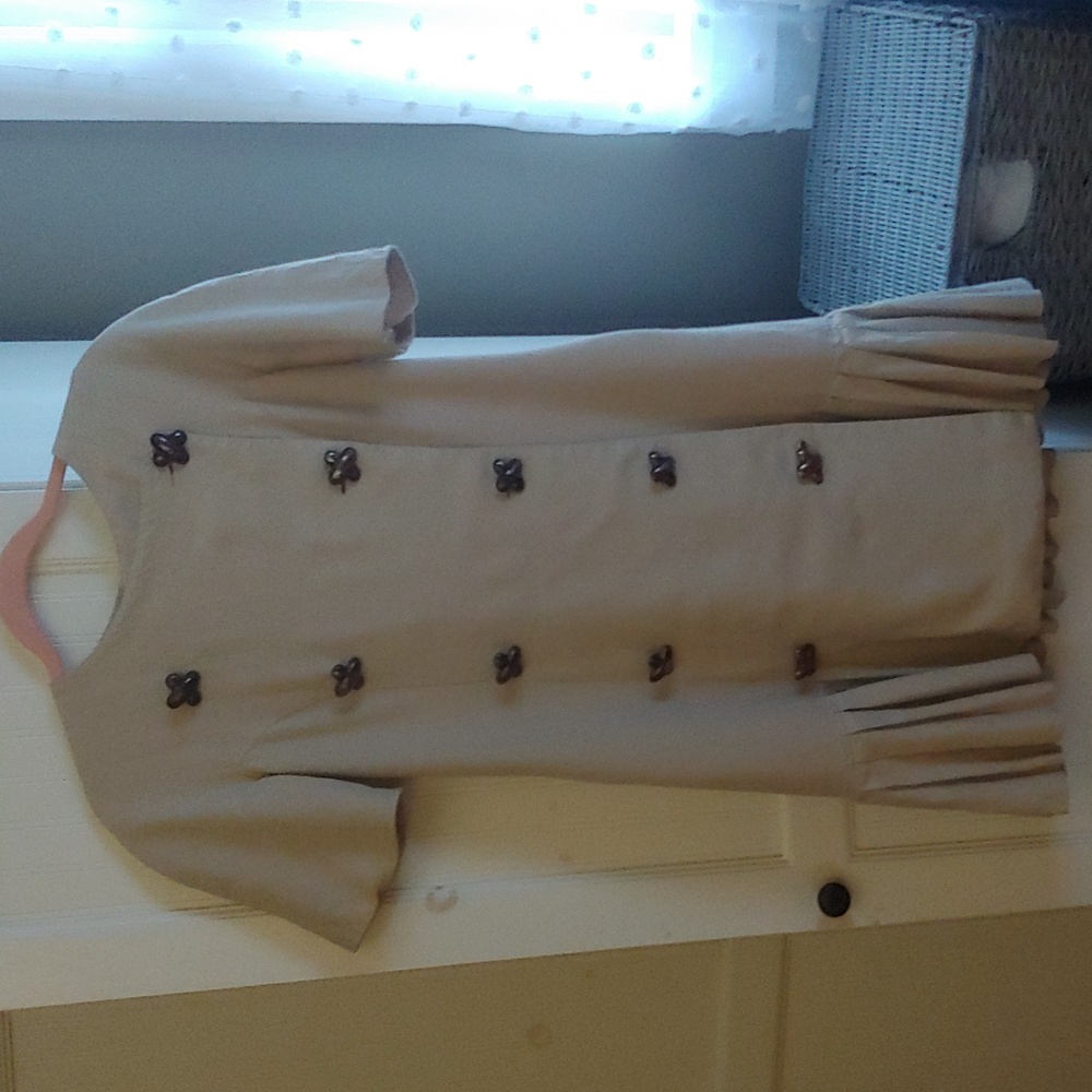 Ronnie Heller 1980's dress ecru, linen rayon size 10